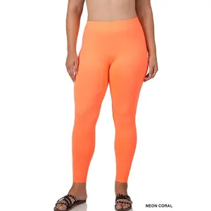 PLUS Neon Coral Microfiber Leggings