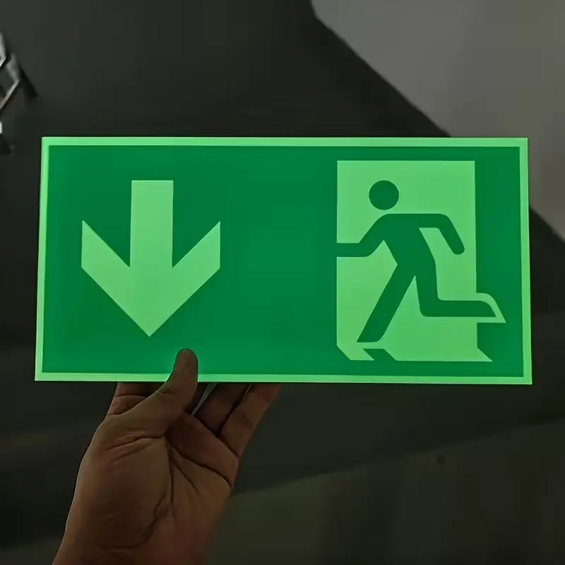Night Glow Emergency Exit Sign, Durable Pe Material, Border and Arrow, Fire and Evacuation Indicator for Workshop Office Public Space