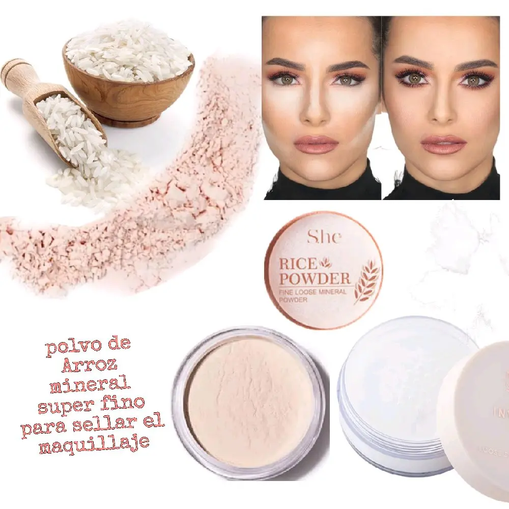 SHE She Makeup Rice Powder - Fine Loose Mineral Powder for Makeup Application, Ideal for Skin Care - Cosmetic Blend