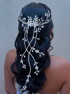 Women's Alloy Flower Leaf Rhinestone Hairband Tiaras, Wedding Party Headpiece, Casual All-Season Accessory, Elegant Dance Performance Decoration