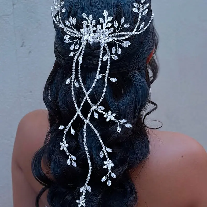 Women's Alloy Flower Leaf Rhinestone Hairband Tiaras, Wedding Bridal Party Headpiece, Casual All-Season Accessory, Elegant Dance Performance Decoration, Hair Accessories, Hair Jewelry