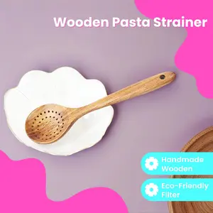 Handmade Wooden Pasta Strainer, Eco-Friendly Kitchen Filter for Noodles & Frying, Ideal Gift for Cooking Enthusiasts, Single Pack