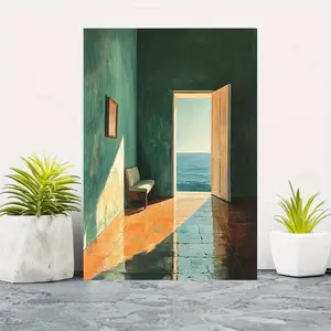 Edward Hopper Exhibition Poster, Framed 2D Flat Design, Beach Room Art, Realism Architecture Landscape, Minimalist Gift Idea