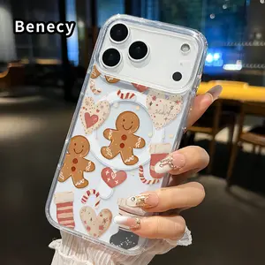 Magnetic Phone Case for iPhone 17 16  Pro Max Plus 15 14 13 12 11 Air E Gingerbread Festivity Dreams  Hard Acrylic Back Soft Silicone Edge Full Coverage Cellphone Cover