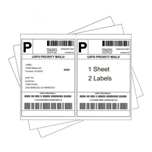 SJPACK Half Sheet Shipping Labels for Laser and Inkjet Printers – 2 Per Page Self Adhesive Mailing Labels – White 8.5 x 5.5 Printable Address