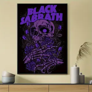 Black Sabbath Skull and Roses Canvas Wall Art Poster - 1 Piece, Music Album Inspired Artwork, Creative Wall Decor for Bedroom, Living Room, Home, Office | Unique Canvas Print | Frameless 12x16 Inch