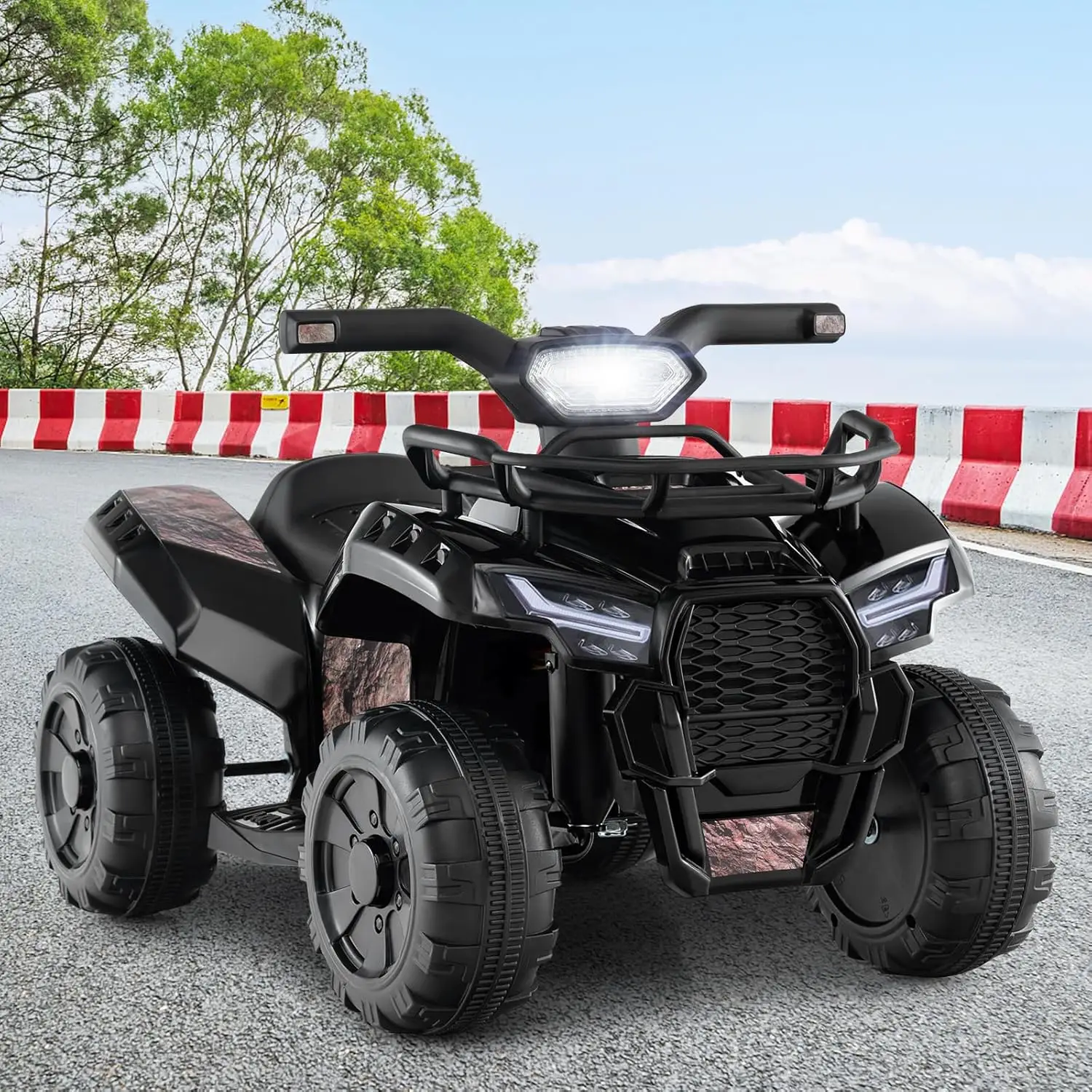 COSTZON 6V/12v Ride-On ATV, Battery Powered Electric ATV Car w/ Wide Seat, Lights, 4 Wheels Quad Car,Father's Day Gift