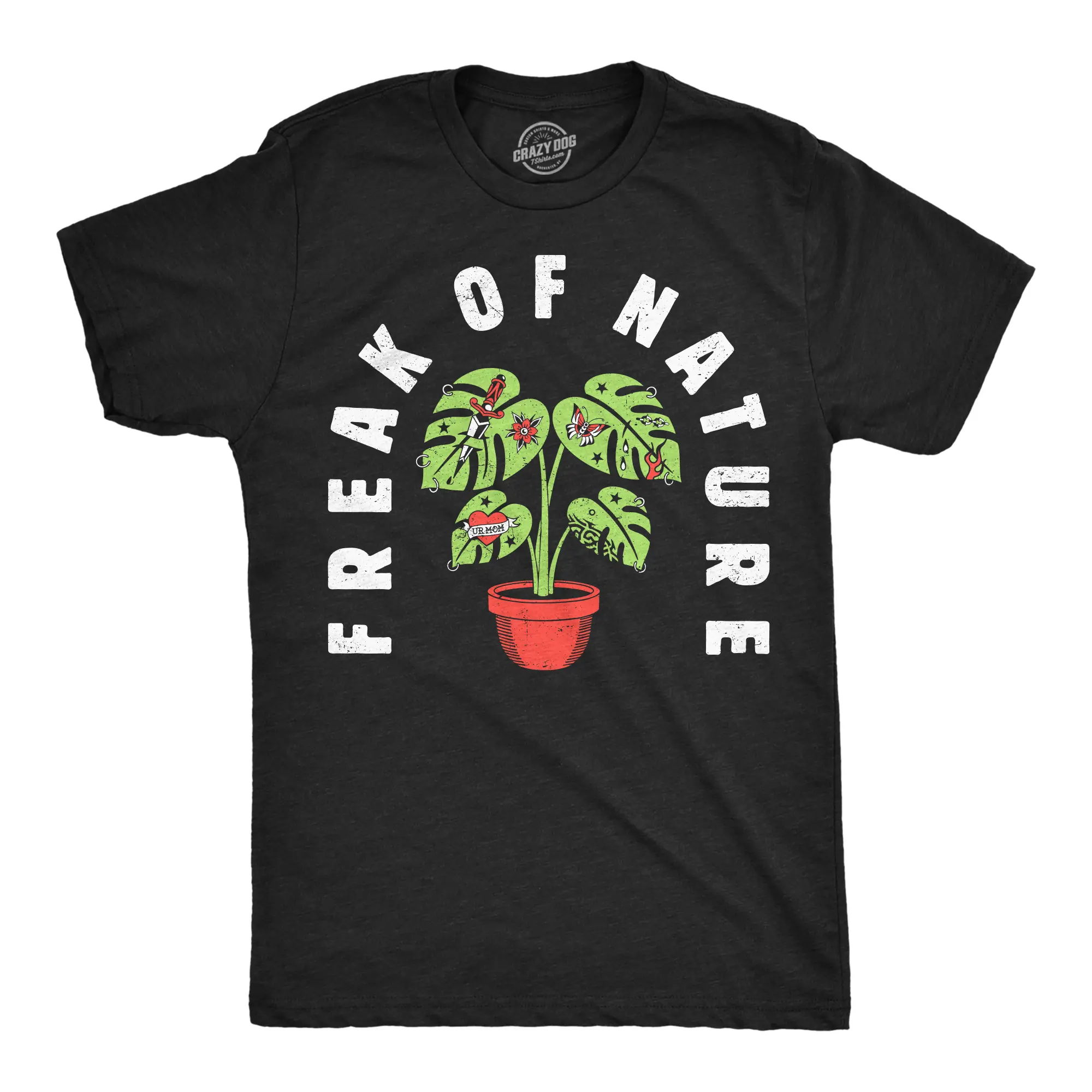 Mens Funny T Shirts Freak Of Nature Sarcastic Plant Graphic Novelty Tee For Men Mens Funny T Shirts Cool Vintage Fashion T-Shirt Gift Classic Menswear Funny offensive Short Sleeve Novelty Tees for Guys Black -