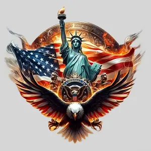 Eagle and Statue American Flag Sticker, Premium Waterproof Scratch-Resistant Vinyl Decal, Ideal for Cars Laptops Trucks Suvs, Christmas Halloween Gift, Car Vehicle Decoration