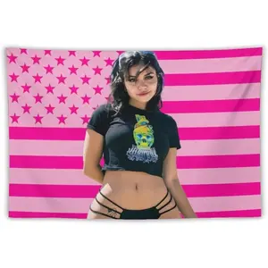 Tara Famous People and Decorative Items - American Pink Flag-  For bedroom decoration - Artistic Hangings.  Cotton Light