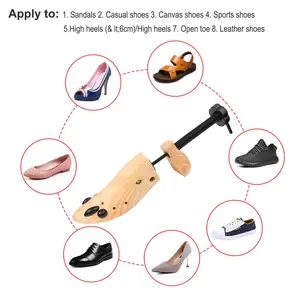Sneakerhead Thrift Hack 2-Way Genuine Wood Shoe Stretcher for Men Women US 9-13 Adjustable Boot Expander with Bunion Plugs for Comfort - Wooden