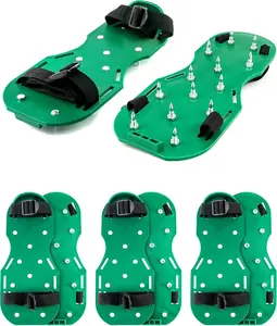 QWORK Gunite Spiked Shoes with 3/4” Short Spikes Perfect for Epoxy Floor, Overlays, Cover Installation, Green Color (Pair)