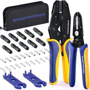 haisstronica MC4 Crimping Tool Kit, 15PCS Solar Crimper Tool Set with Stripper, 10 Pairs Solar Connectors AWG14-10(2.5/4/6mm²) and Spanners for Solar Panel PV Cable Installation