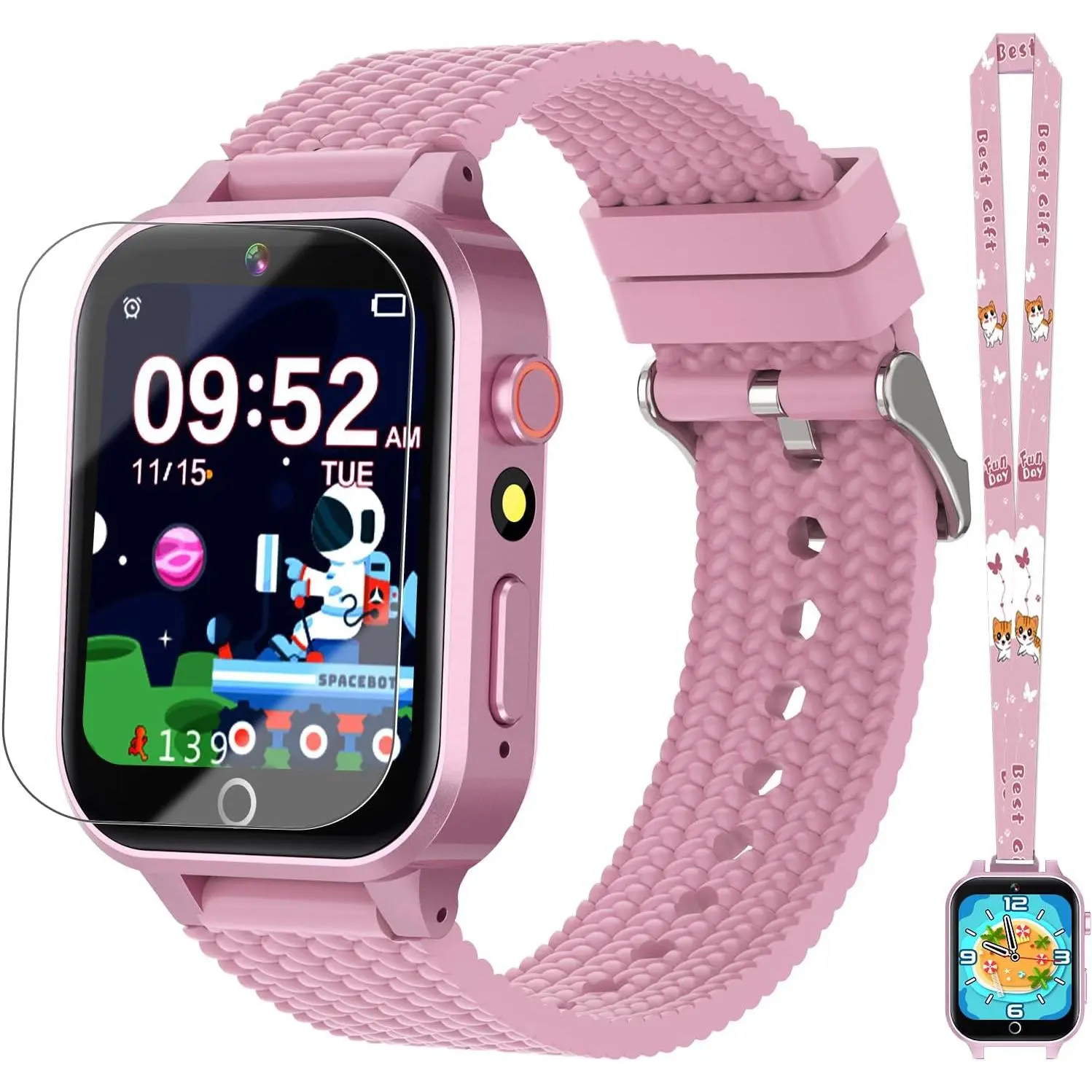 F-WBA  Kids Smart Watch for Girls Age 5-12, Kids Watch with 26 Games, Camera Music Player Pedometer Habit Tracking HD Touchscreen Flashlight Smart Watch for Kids Birthday Gifts for Girls Ages 6 7 8 9 (Pink)