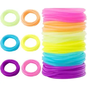 60 Jelly Bracelets 80's Adult Size -  Neon Gummy Bracelets for Women Kids 80s Jelly Bangles Glow Silicone Bands Jewelry Wristband Rainbow Jellies Bangle Girl Colored Accessories Toy Party Favor