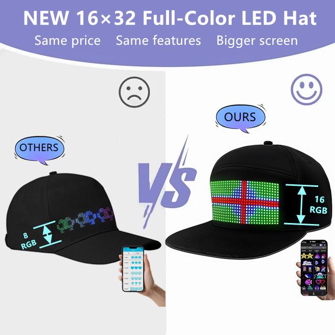 NEW 16x32 Full-Color LED Scrolling Hat with Bluetooth App for Custom ...