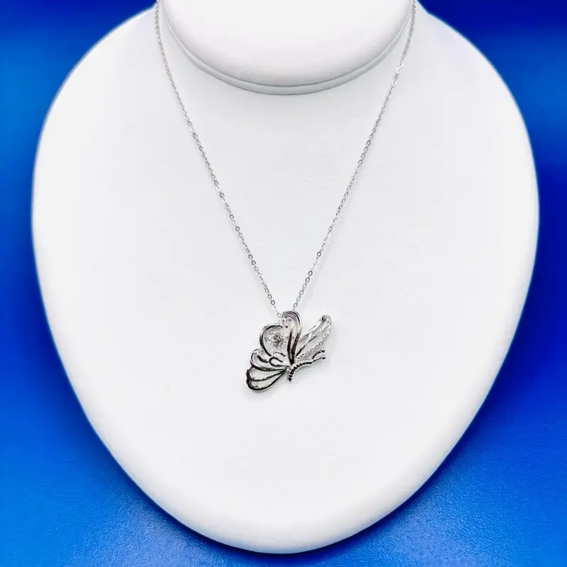 Twinkles Sterling Silver Butterfly & Swarovski Crystal Dancing Stone with Adjustable Chain