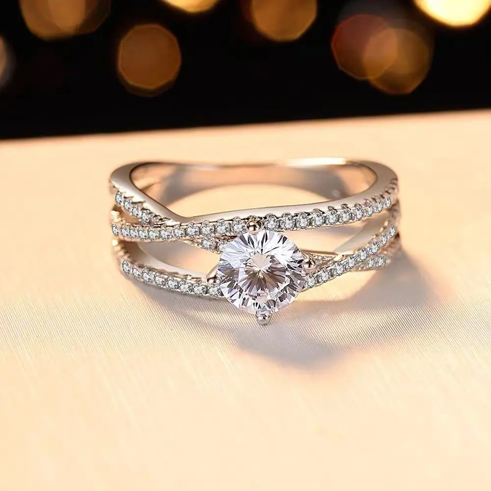 R002 2 Carat Crisscross Split Shank Moissanite Ring