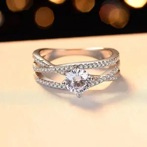 R002 2 Carat Crisscross Split Shank Moissanite Ring