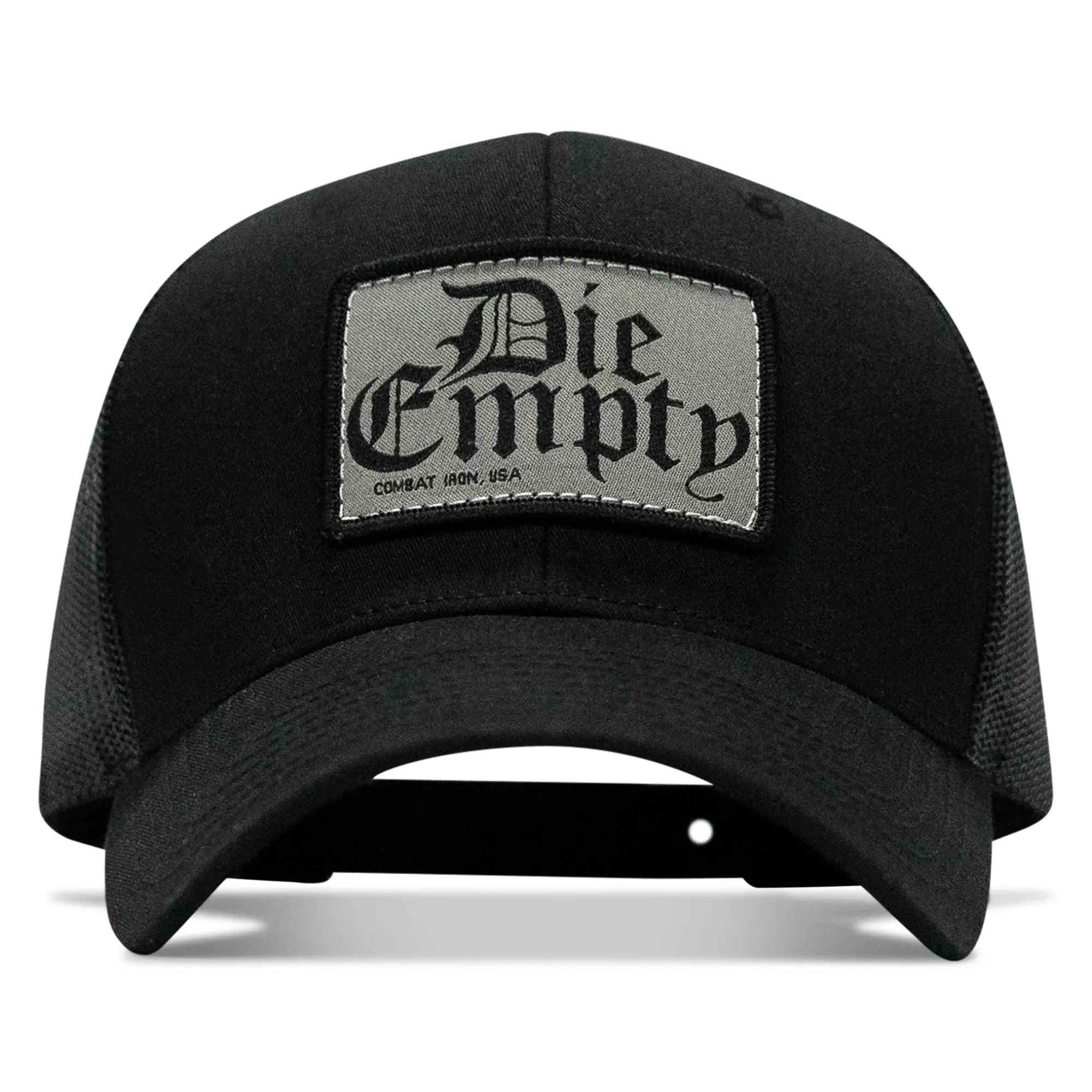 COMBAT IRON Die Empty Patch Snapback Hat, Graphic Hat, Snapback Fitted Baseball Cap with Custom Patches for Everyday Use