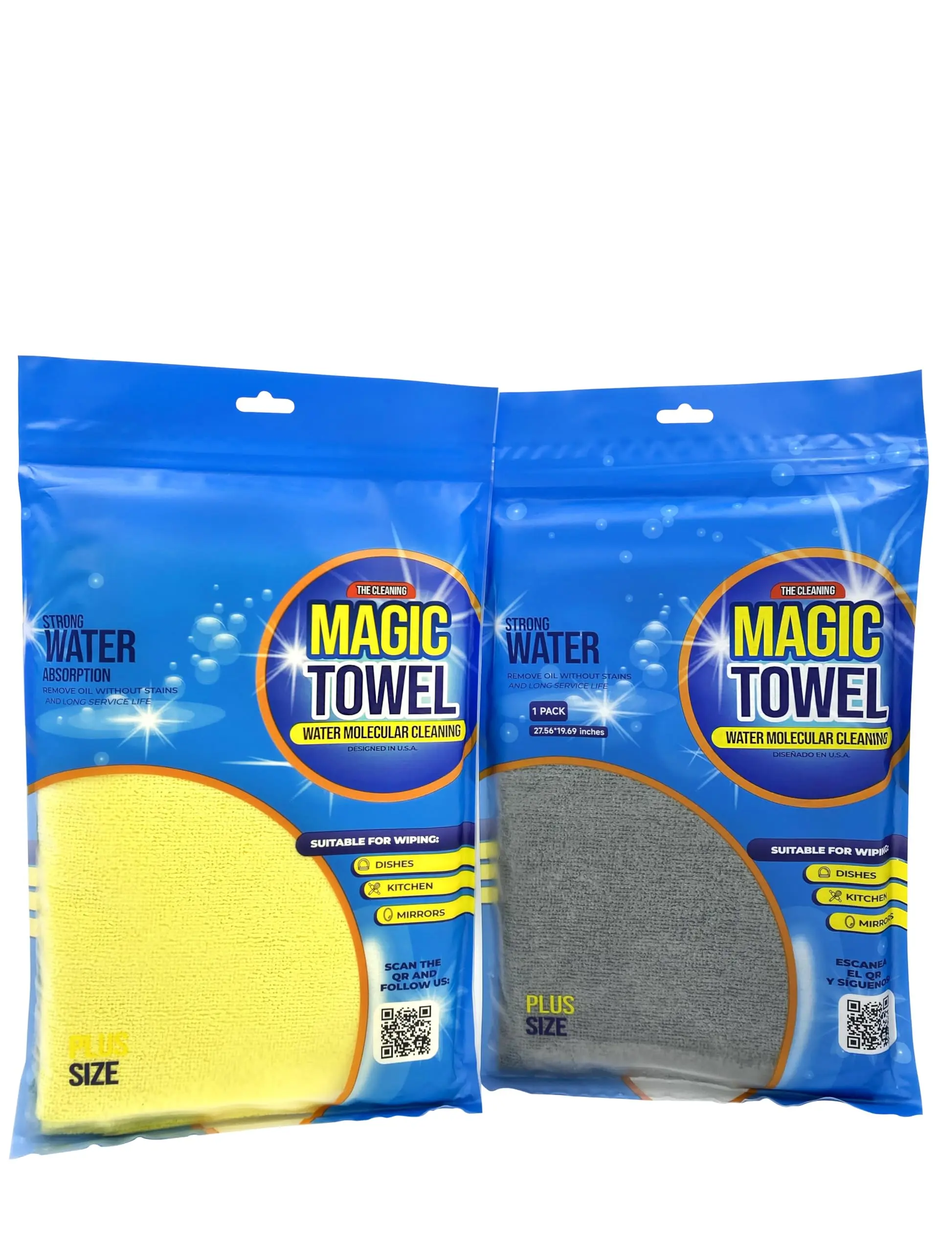 The Cleaning Magic Towel – Large Gray Microfiber Mopping Cloth – for All Floor Types – Reusable, Washable & Quick Dry – 2 Pack