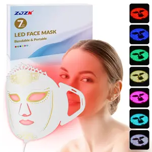 ZJZK 7 Color LED Face Mask for Skin Glow Rejuvenation,Facial Comfort Therapy Device for All Skin Types ,Portable Skincare Kit for Home, Travel, Daily Personal Care, Ideal Gift,Photodynamic Therapy  for Acne, Fine lines, Wrinkles and Dark Spots