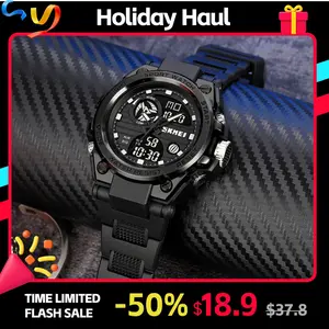 SKMEI Men's Outdoor Sports Watch Multi-functional Timing Calendar Alarm 5ATM Waterproof Swim-friendly Fashion Student Watch