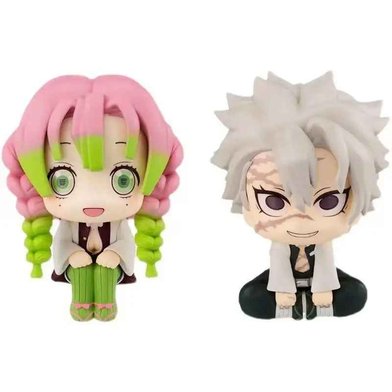 11cm Demon Slayer Kanroji Mitsuri Figures Look Up Shinazugawa Sanemi Action Figure Q Version Model Anime PVC Collectible Toys