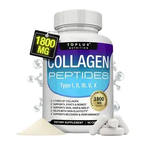 Summer Wins Toplux Nutrition Collagen Peptides 5 Types Complex 1800mg US Made Dietary Supplement for Health Beauty Fitness 90 Capsules-2AG Edible Vitamin Bathroom