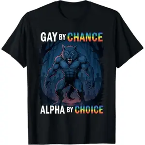 Pride Wolf T-Shirt - Celebrate Identity with Unique "Gay by Chance, Alpha by Choice" Design