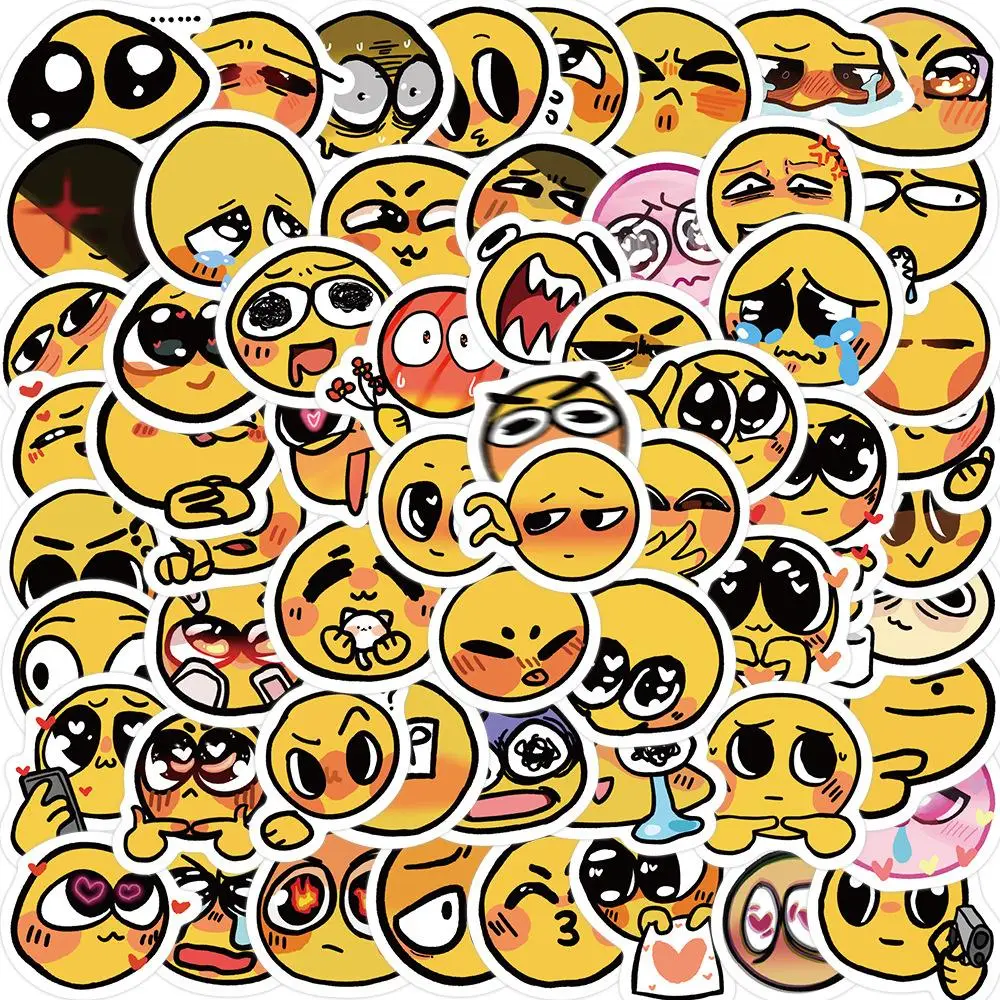 Cute Cartoon Pattern Decorative Stickers, 60pcs Emotional Expression Series Decorative Decal, Self-adhesive Anime Naughty Stickers, Diy Decorative Acc