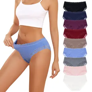 LEVAO 9/12 Pack Cotton Lace Bikini Underwear for Women – Soft Stretch Hipster Briefs, Full Coverage S-XL