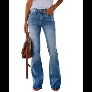 Womens High Waisted Jeans Flare Stretch Boyfriend Bootcut Casual Denim Pants Leg Suit