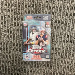Topps 2025 Chrome NFL Hanger Box - 20 Total Cards - Official NFLPA Licensed - Collectible Trading Cards