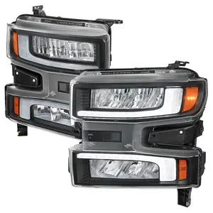 2019-2021 Silverado 1500 Full LED Projector Headlights with Sequential LED Turn Signal (Matte Black Housing/Clear Lens)