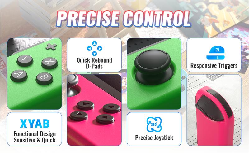 YUYIU Game Controller (L/R) Joy-con Compatible with Switch/OLED/Lite &  Switch2, Wireless Bluetooth, Motion Control, Dual Vibration & Wake-Up Function, Left & Right Joycon Set