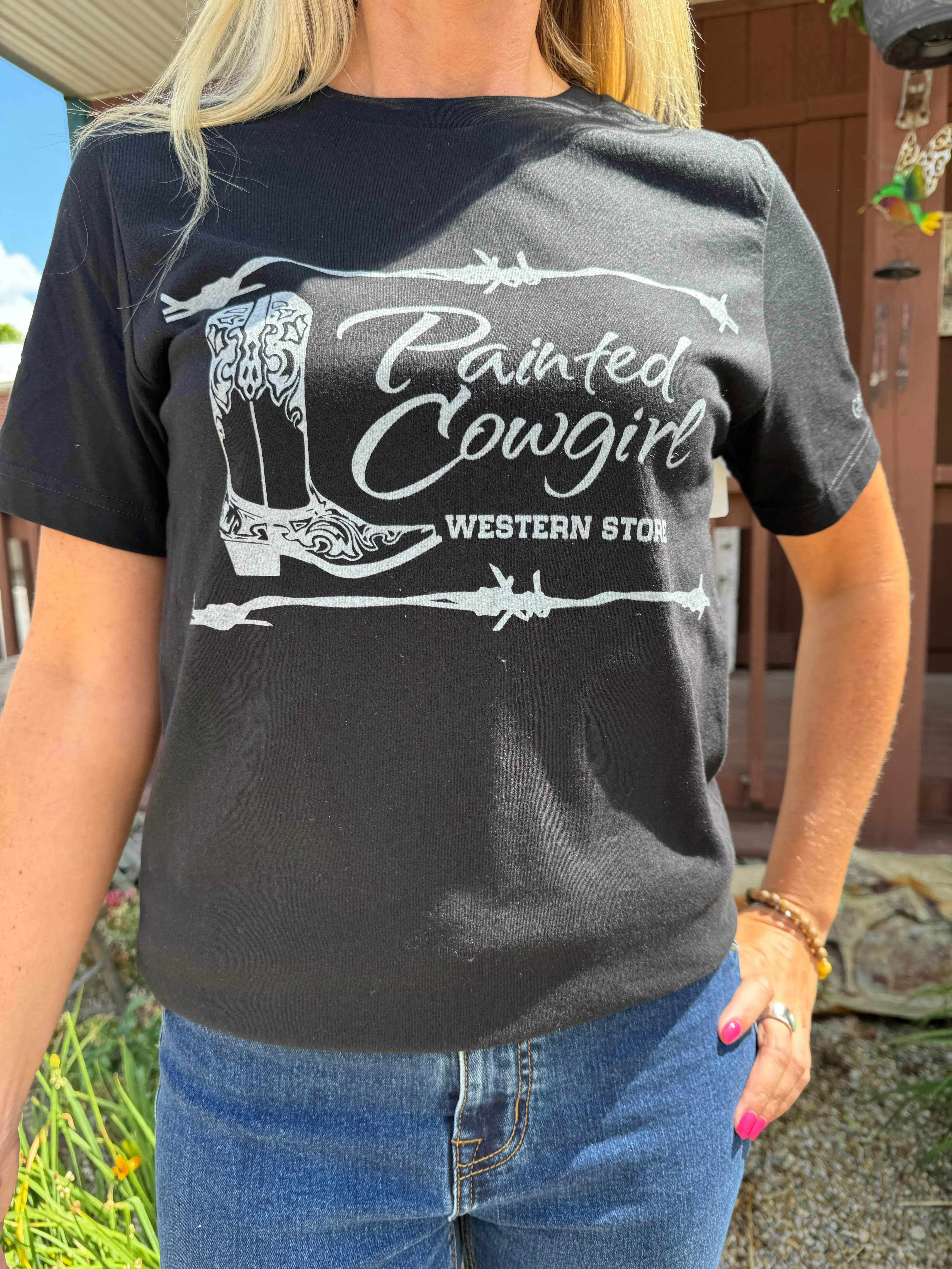 Painted Cowgirl Western Store Black Logo Tee T-Shirt  PCBT10