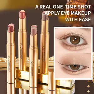 3-in-1 Easy Eyeshadow Stick for Beginners,Pearlescent Shining Eyeshadow Pen, Long-lasting Waterproof And Sweat-proof,SmudgeProof in Seconds, One-Stroke Application,Creamy Shimmer Trio Eyeshadow Stick Makeup Cosmetic