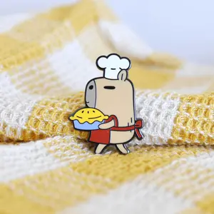 Moonch the Capybara Pie Baking Enamel Pin
