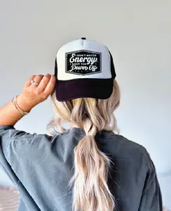 I DONT MATCH ENERGY - UNISEX BLACK AND WHITE TRUCKER HAT