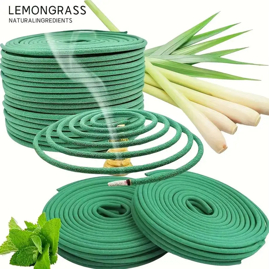 Summerwins Natural Wooden Lemongrass Spiral Sticks, 50pcs Pack, 60-Minute Burn Time, Natural Bug Repellent for Insect Pest Control & Anti Mosquito Needs, Outdoor Patio Use, Home & Garden Home Fragrance