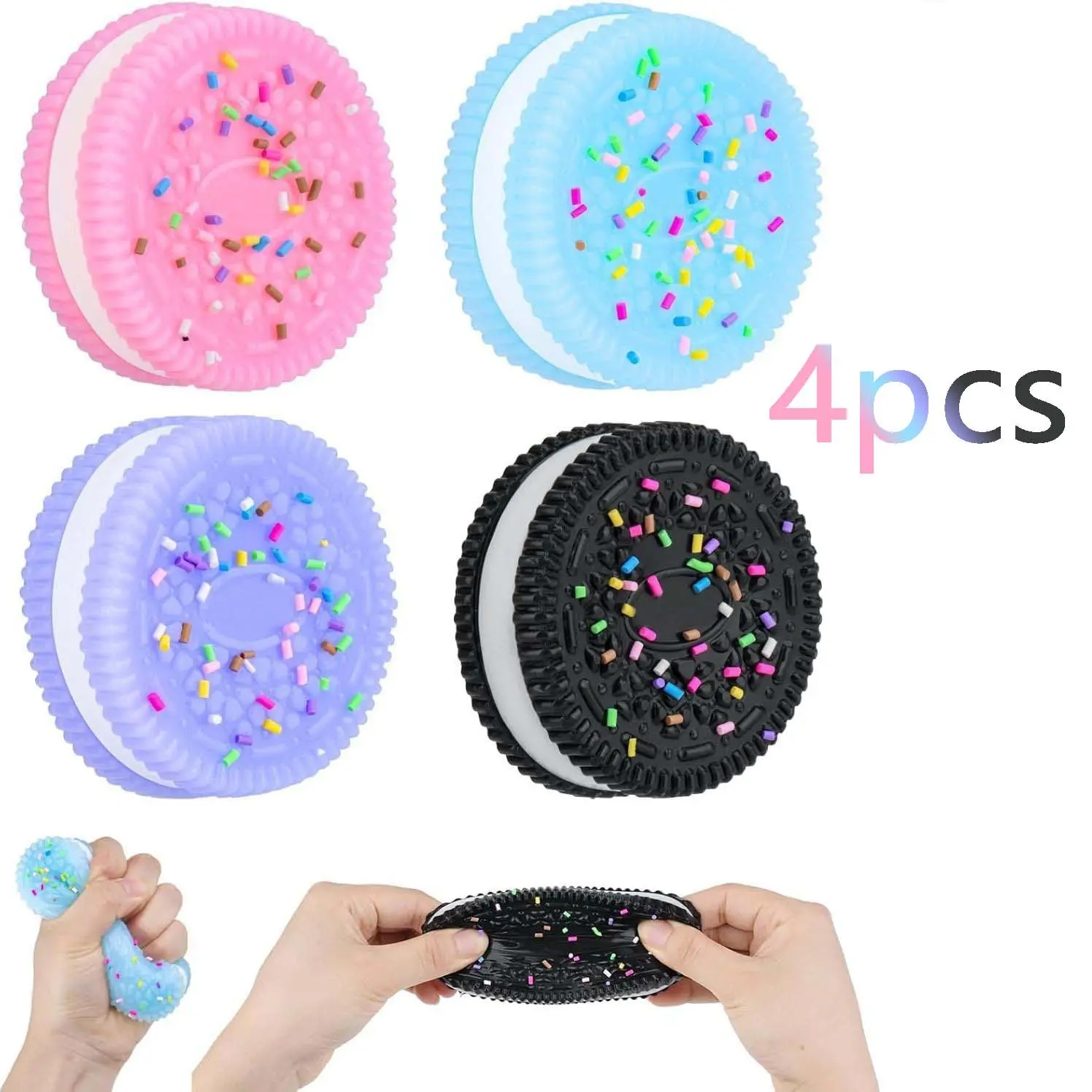 4-Piece Set Sugar Frosting Cookie Fidget Toy, Ultra Soft Squishy Fidgets Sensory Fidget Relief Stress Relief Ball, Anxiety Relief, Party Gift, No Battery Required
