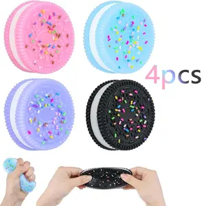 4-Piece Set Sugar Frosting Cookie Fidget Toy, Ultra Soft Squishy Fidgets Stress Relief Ball, Anxiety Relief, Party Gift, No Battery Required