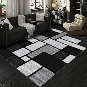 Velvet + Soft Comfort Modern Geometric Retro Texture Pattern Printed Carpet, Home Decoration Carpet, Living Room Large Carpet Sofa Cushion Door Mat Coffee Table Cushion Bedroom Carpet Bedside Carpet, Modern Area Rug, Modern Geometric Rug