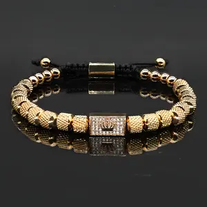 Men's Fashion Royal Gold Crown Pendant Bracelet, Artificial Cubic Zirconia, Unpolished, Thanksgiving/Christmas/Father's Day Jewelry Gift  teen