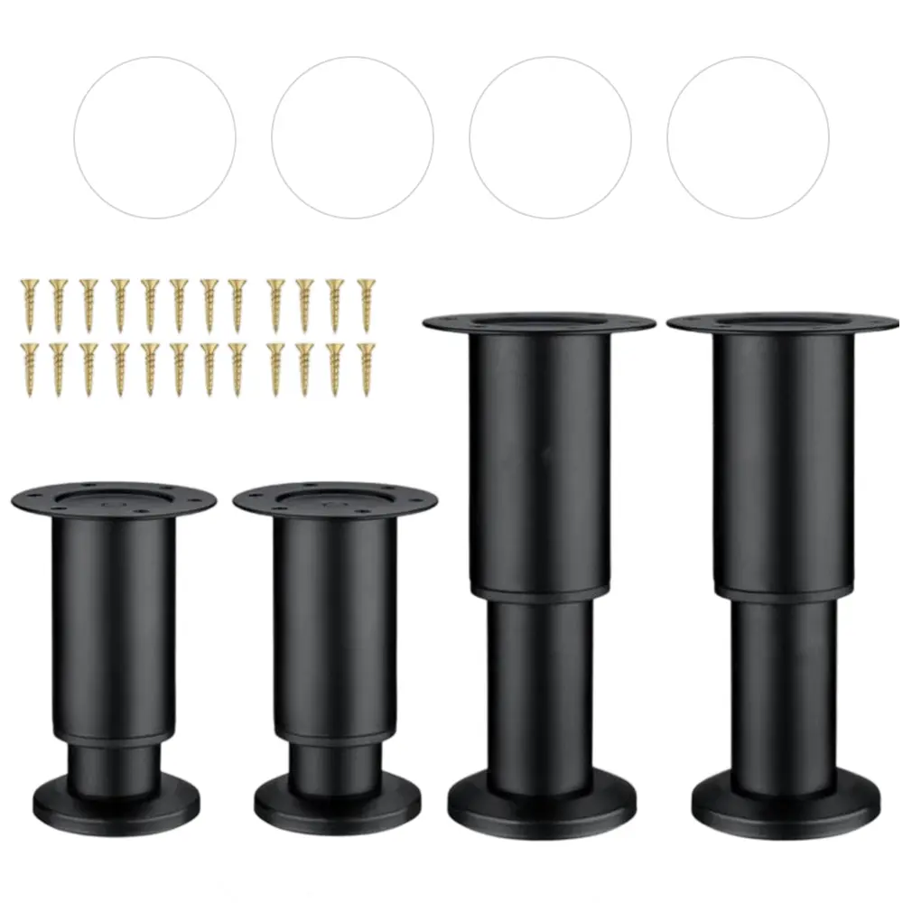 4Pcs 5.12-7.09 Inches Metal Adjustable Furniture Legs, Adjustable Cabinet Legs for Sofa/Bed/Chair/Couch/Dresser/Table, Heavy Duty Bed Replacement Support Legs for Bed Frame/Bed Center Slat