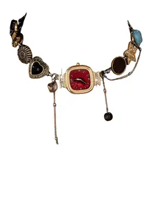 Y2K Style Watch Necklace for Women, Heart Design Chain Pendant, Elegant Jewelry Gift for Her, Perfect for Valentine's Day