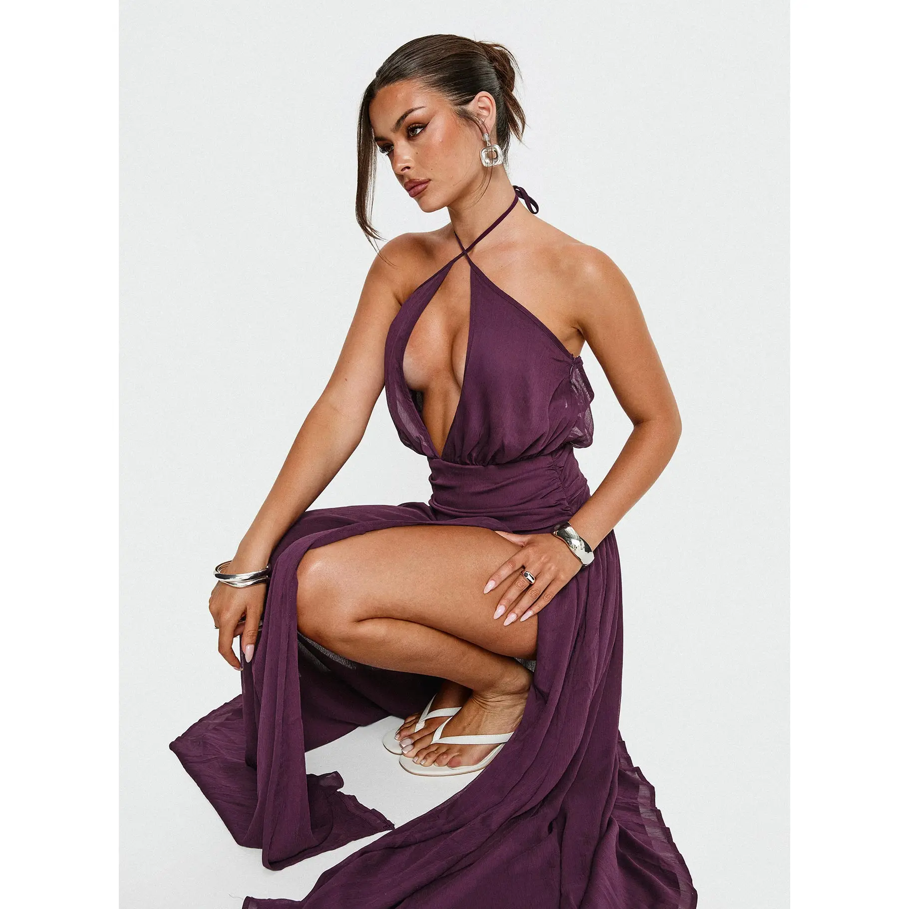 belting a maxi dress Calleigh Off White Flare Beaded Belt Maxi Gown