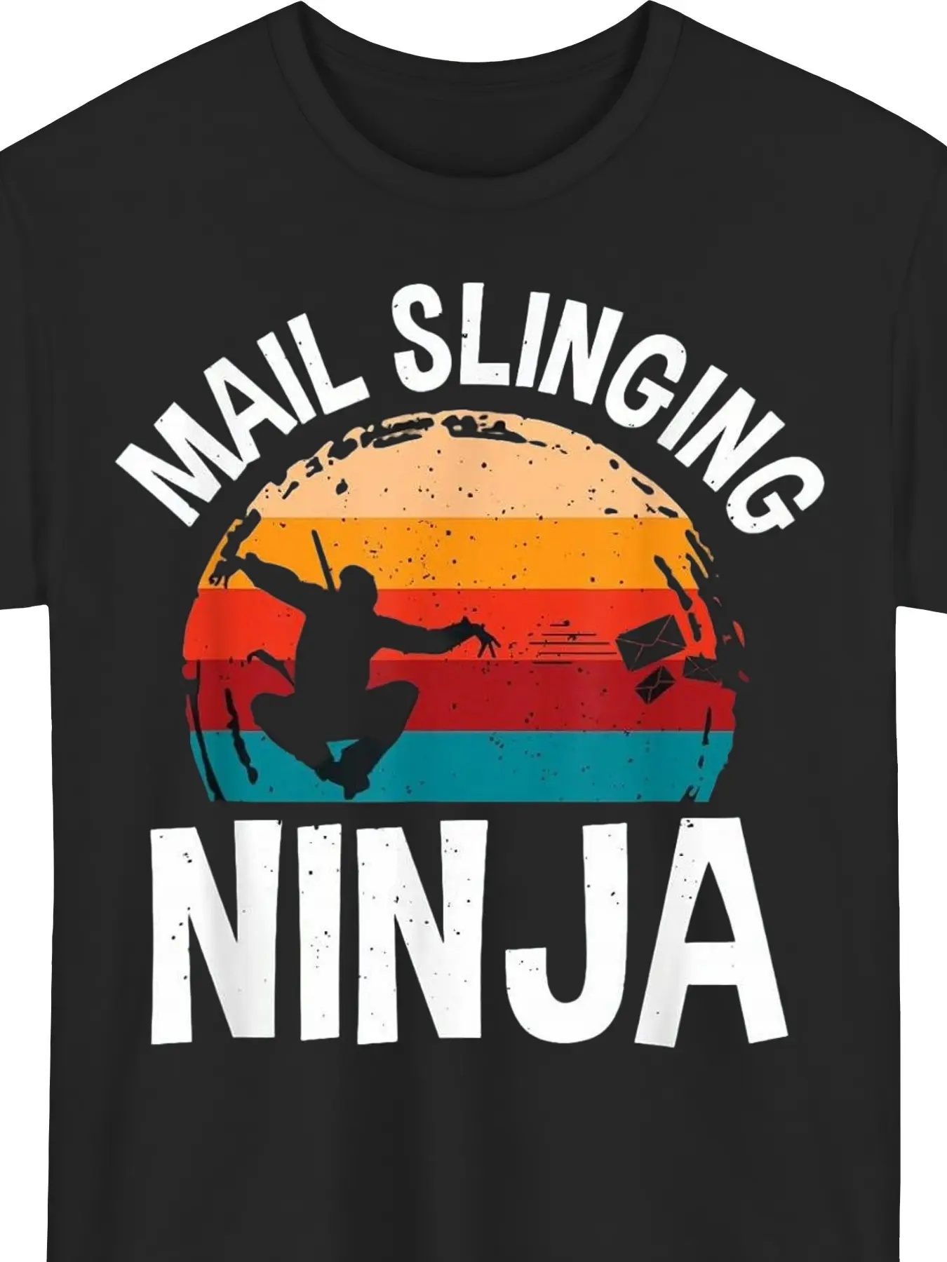 Mail Slinging Ninja Postal Worker Mailman Mail Car unisex soft cotton short sleeve t shirt, vintage graphic casual tee for men women teens, perfect birthday holiday gift for camping travel gym daily street  wear
