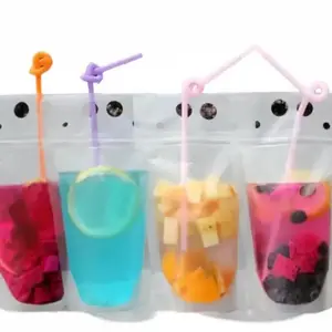 Clear Drink Pouches with Straw dishwasher safe